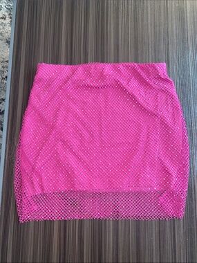 Sincerely Jules Hot Pink Sequin Mesh Mini Skirt